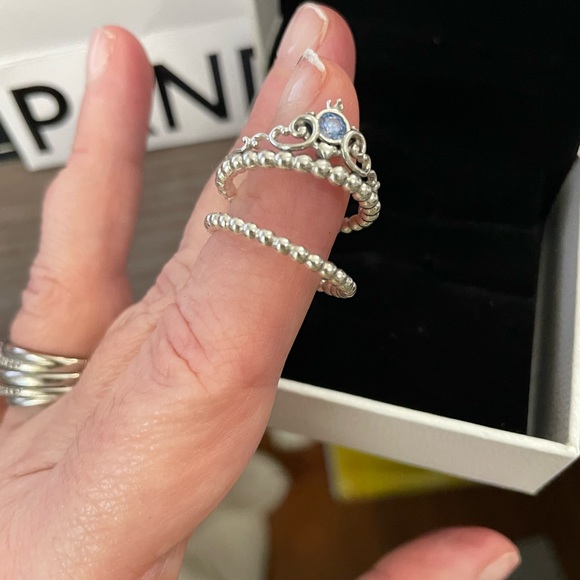 Pandora Jewelry - ❤️NEW PANDORA CINDERELLA BLUE TIARA & ETERNAL CLOUDS RINGS SIZE 7. .925 NEW